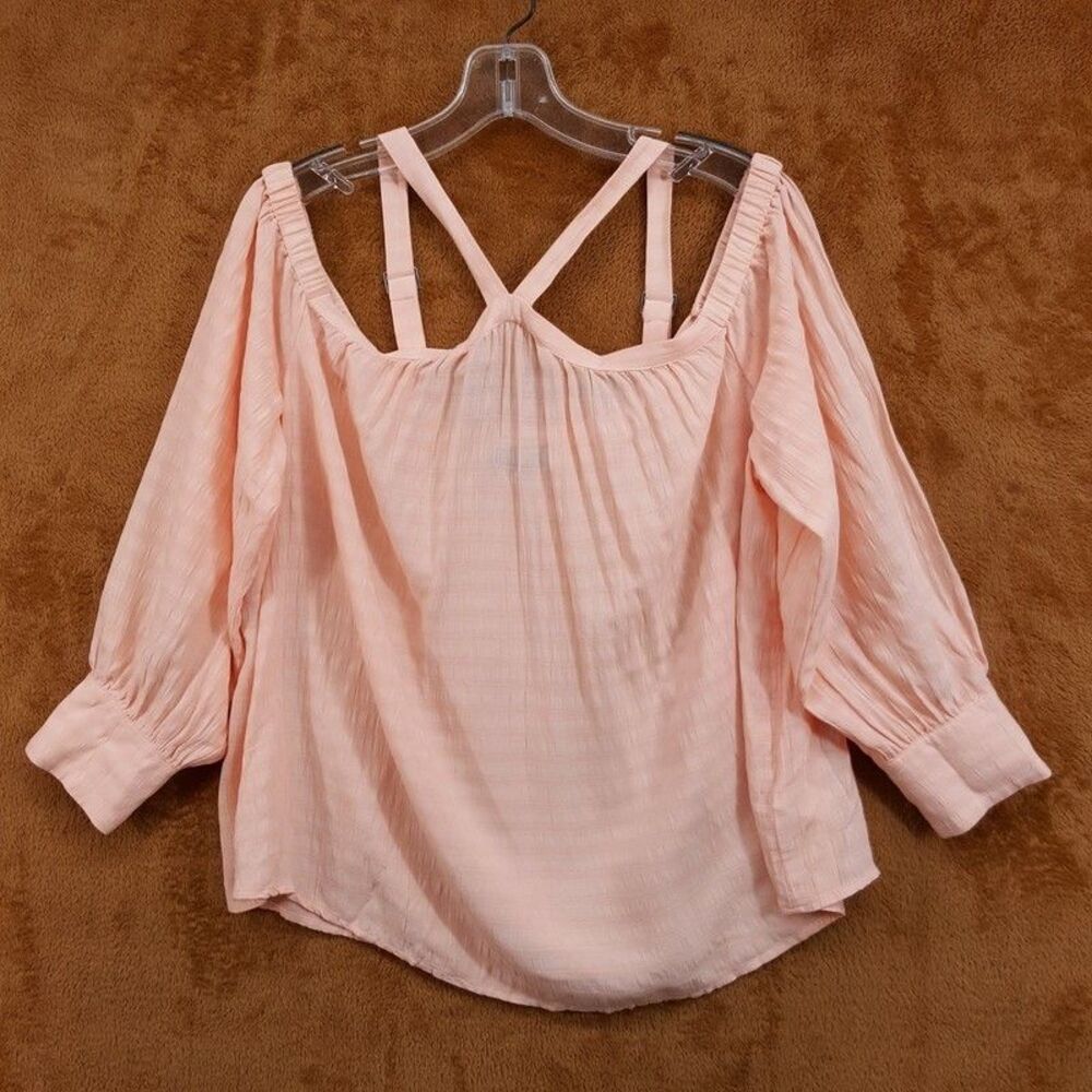 1 STATE Top Womens Large Peach Cold Shoulder Racerback Lightweight